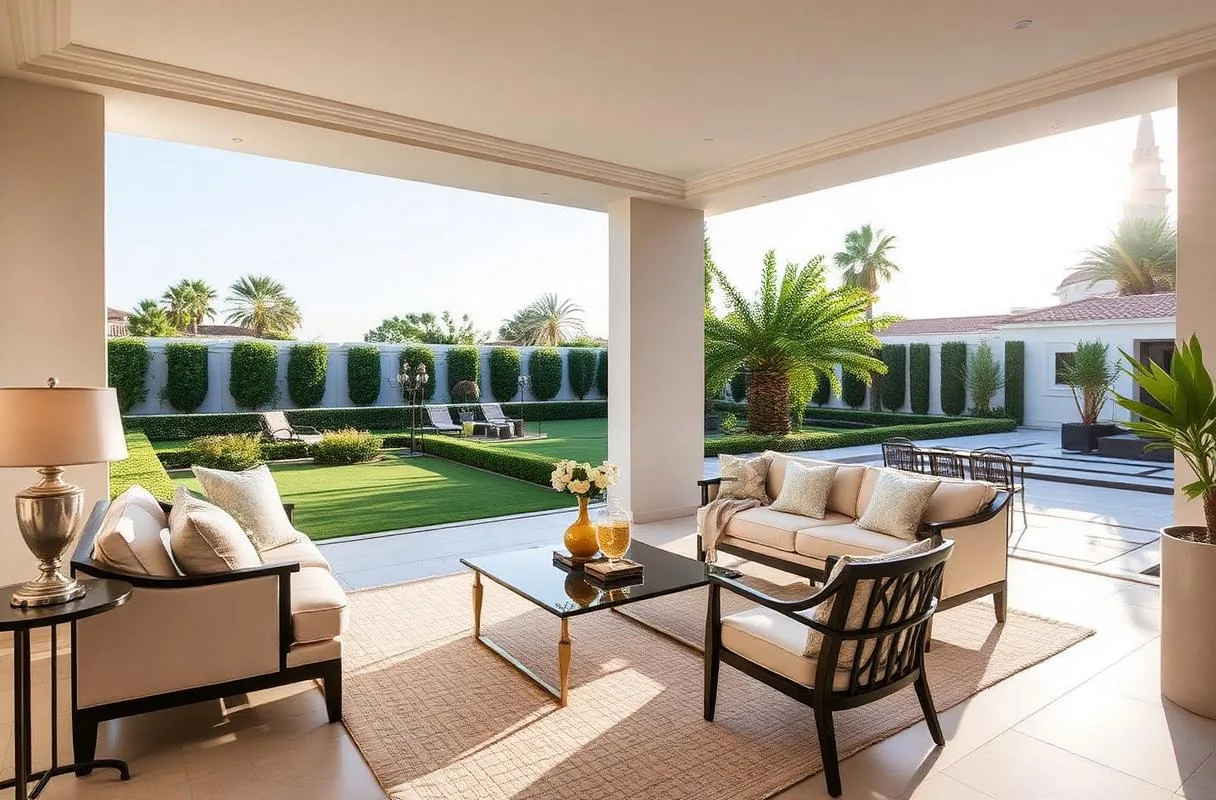 Terrasse et jardin d'une villa de standing à louer à Casablanca